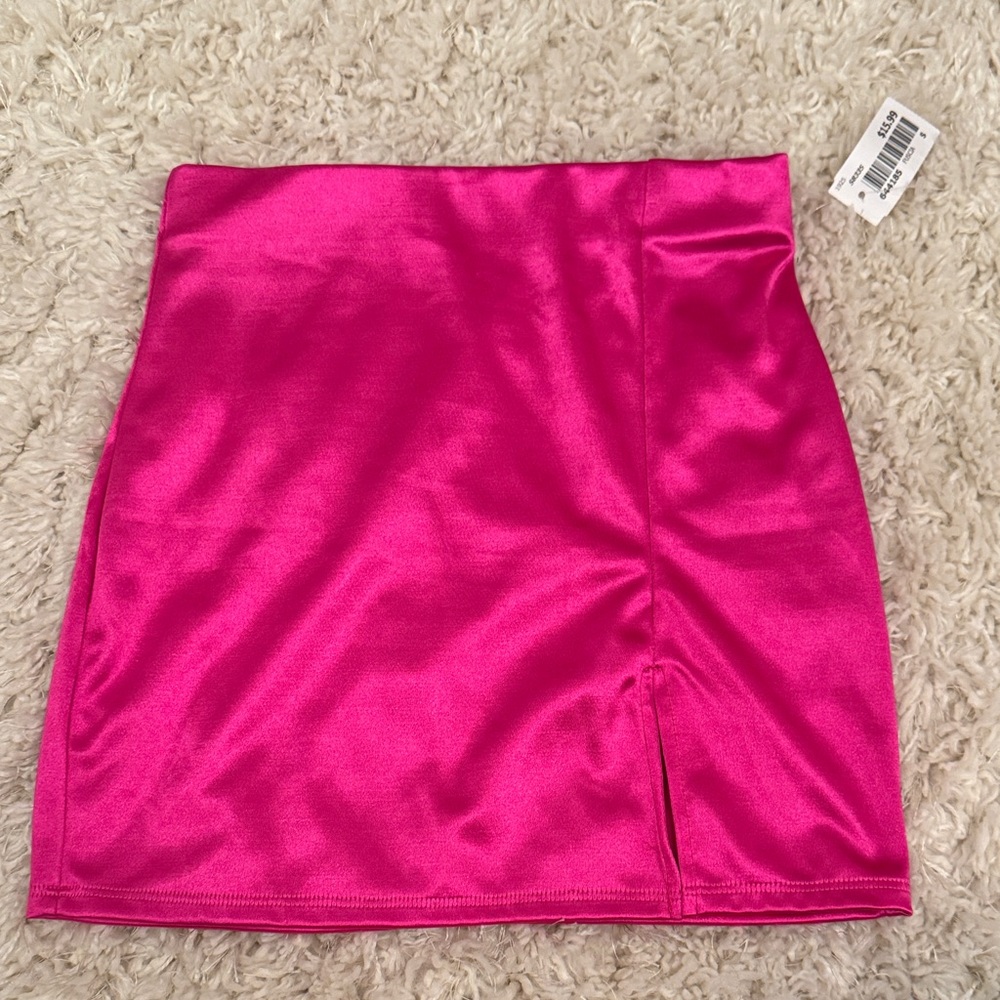 Fuchsia Satin Mini Skirt